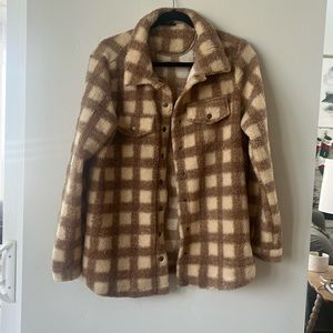 Bobeau brown and tan shacket